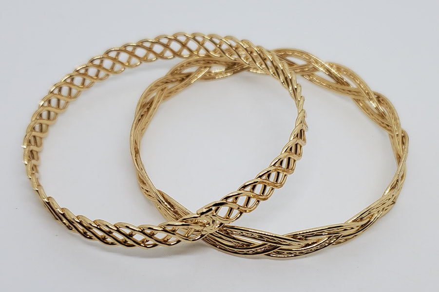 36-Gold Tone 2pc Bracelet Set