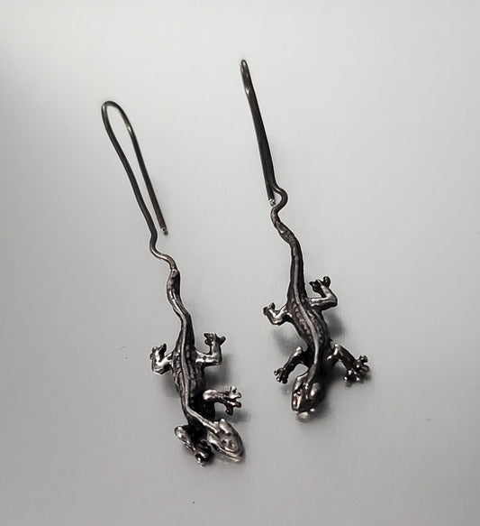 2058-Tested Sterling Drop Lizard Earrings