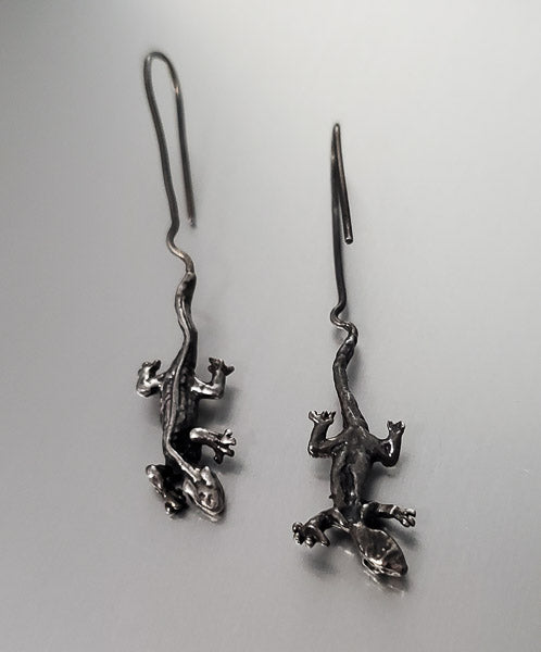 2058-Tested Sterling Drop Lizard Earrings