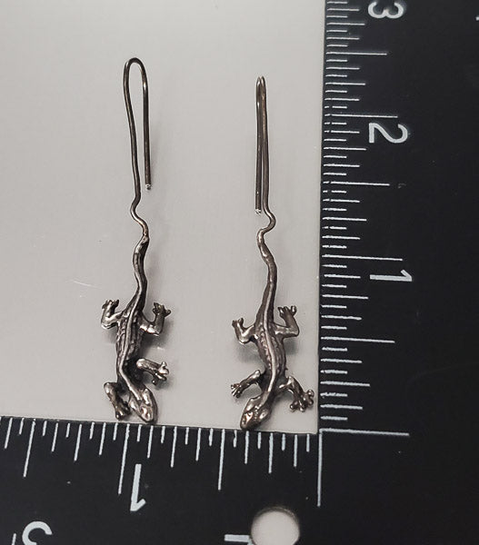 2058-Tested Sterling Drop Lizard Earrings