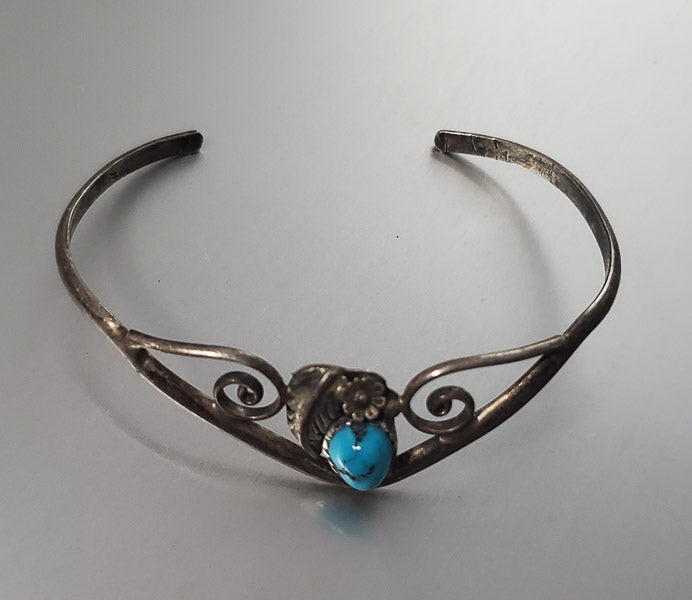 2988-Native Sterling Turquoise Cuff Bracelet