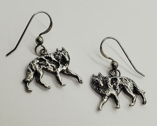 2748-Alltribes Native Sterling Wolf Dangle Earrings