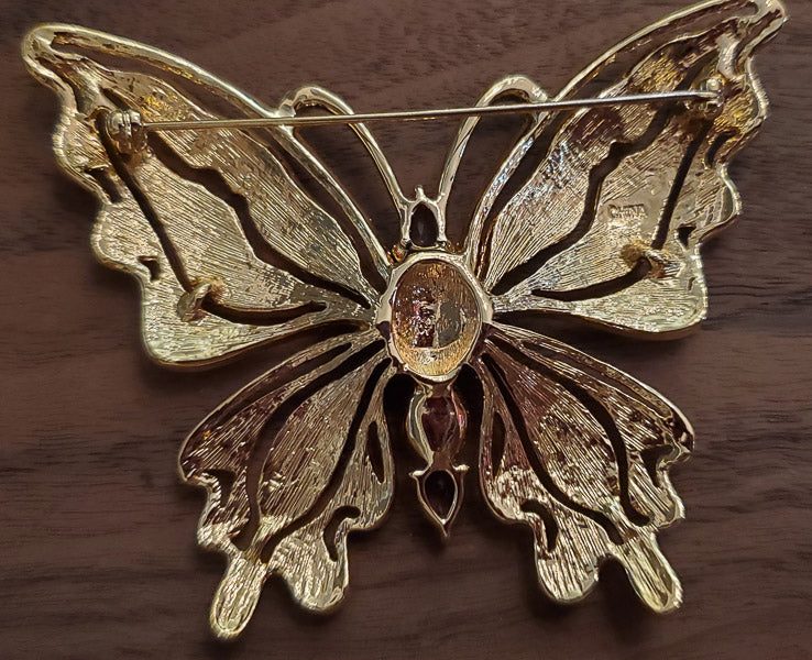 Large Vintage BOB MACKIE Enamel Butterfly Brooch