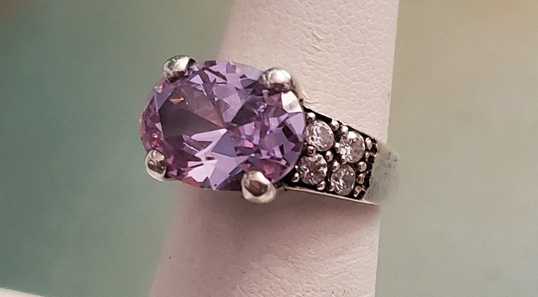 Light Purple Sterling Silver Ring Sz 6