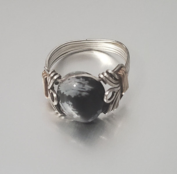 2019-Stone Wire Wrapped Two Tone Ring sz 7