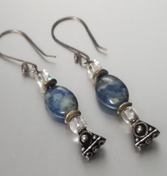 3604-Sterling Silver Stone Earrings