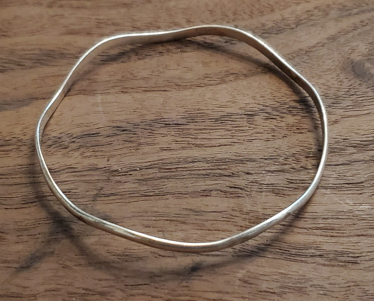 Sterling Silver Wavy Bangle Bracelet