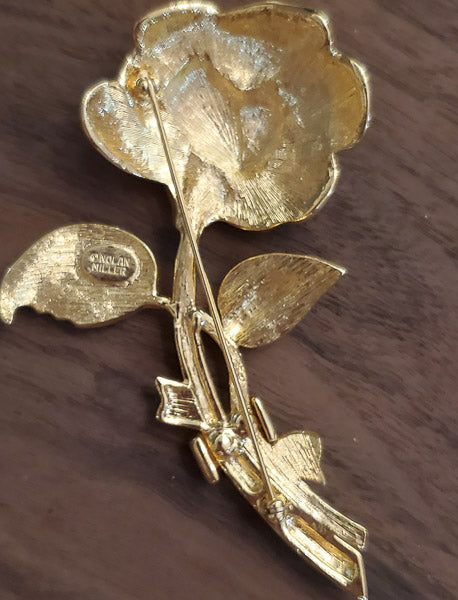 NOLAN MILLER Rhinestone Flower Brooch