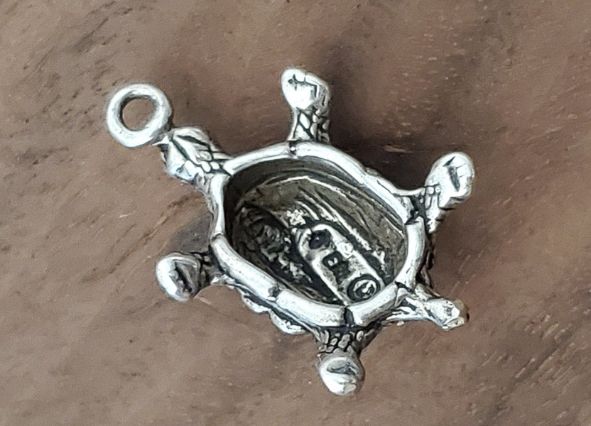 Domed Sterling Turtle Pendant or Charm