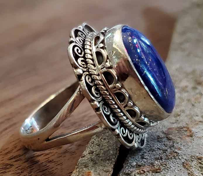 Lapis Lazuli Sterling Silver Ring Sz 8.5