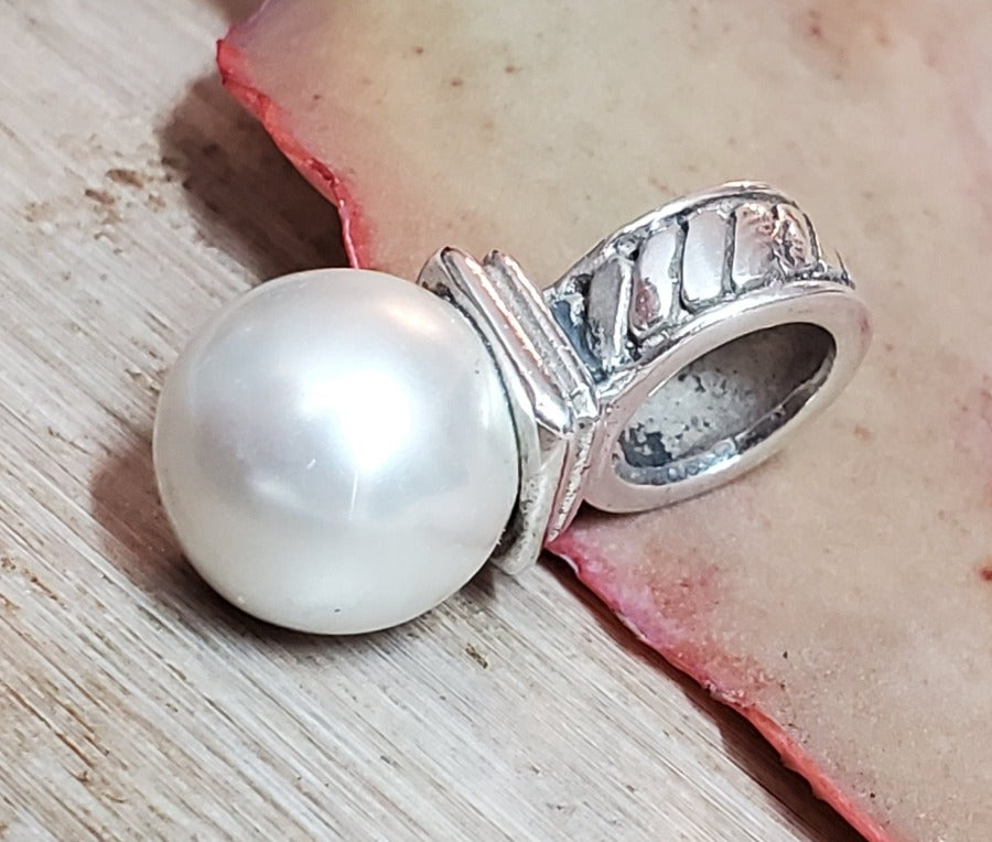 Sterling Silver Faux Pearl Slider Pendant