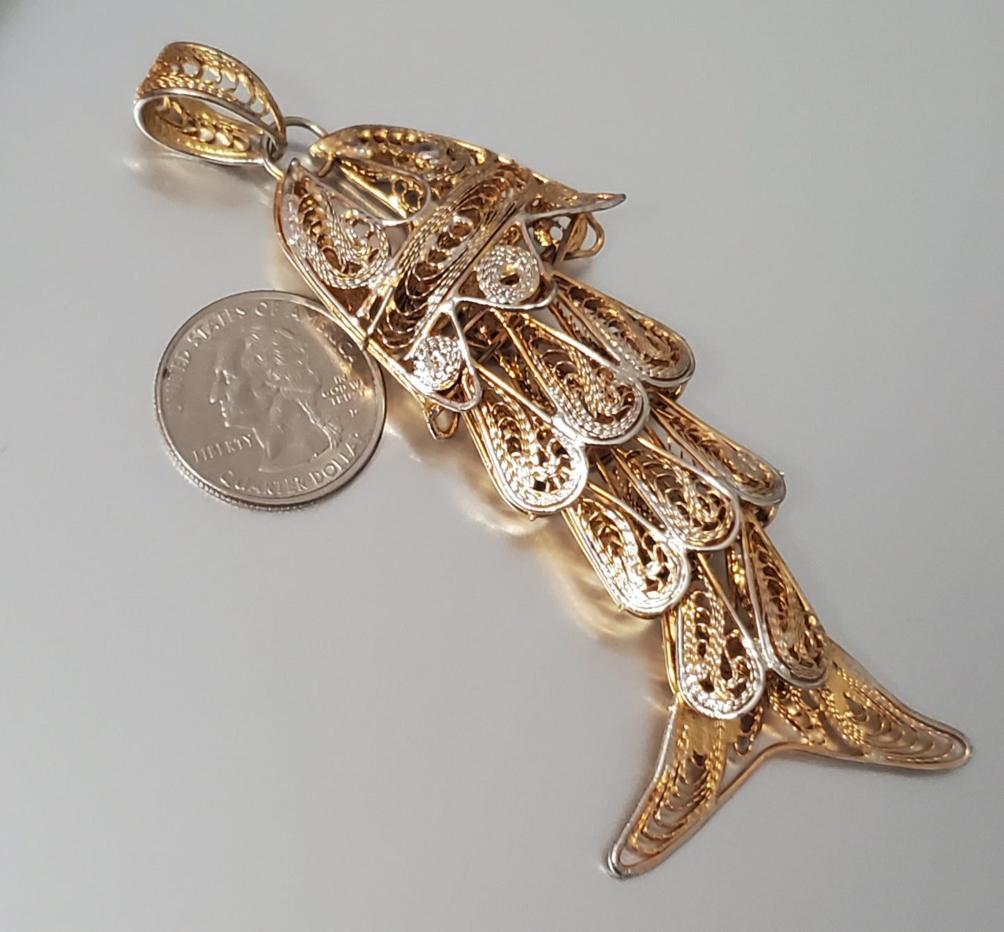 2127-Articulated Filigree Fish Pendant