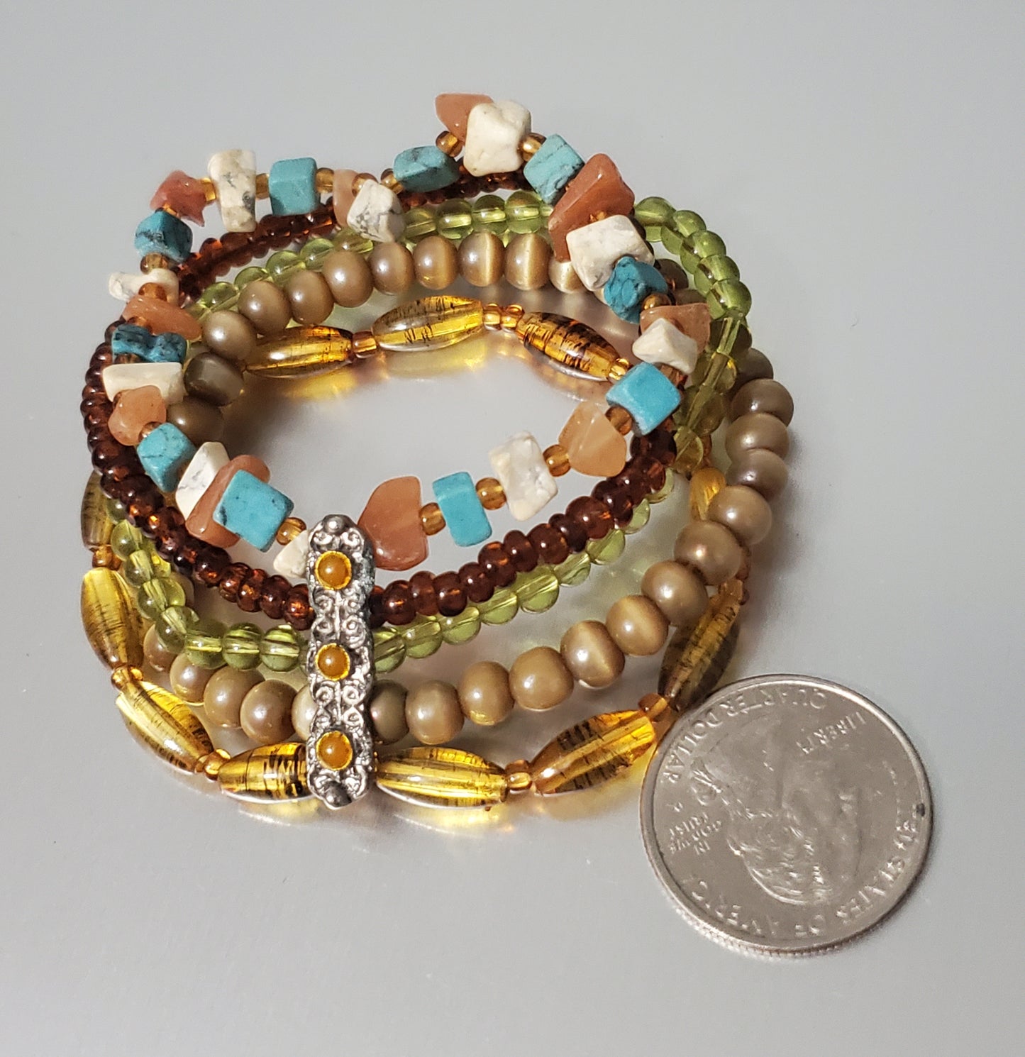 5272-Stone & Glass Stretch Bracelet