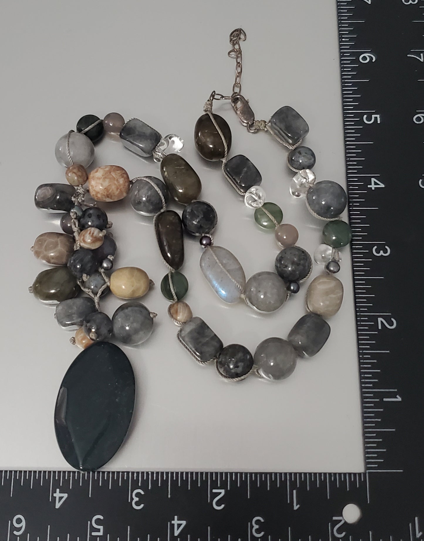 458-Sterling Multi-Stone Beaded Necklace