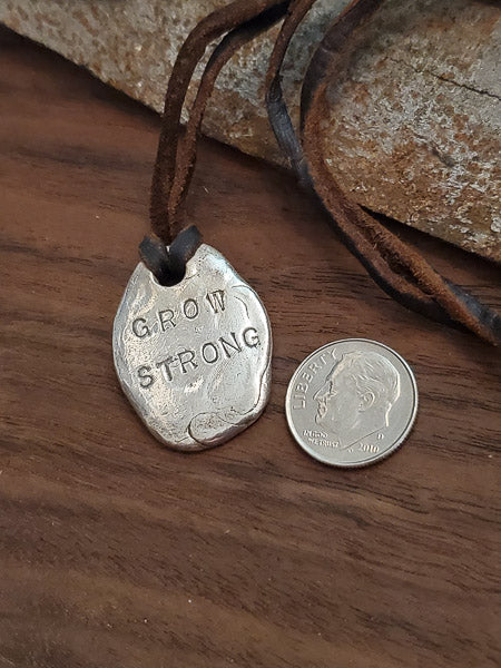 Artisan Nugget Sterling Silver Grow Strong Necklace #2048