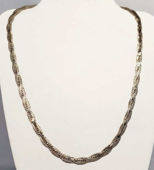 Sterling Silver Hammered Braided Chain 20"