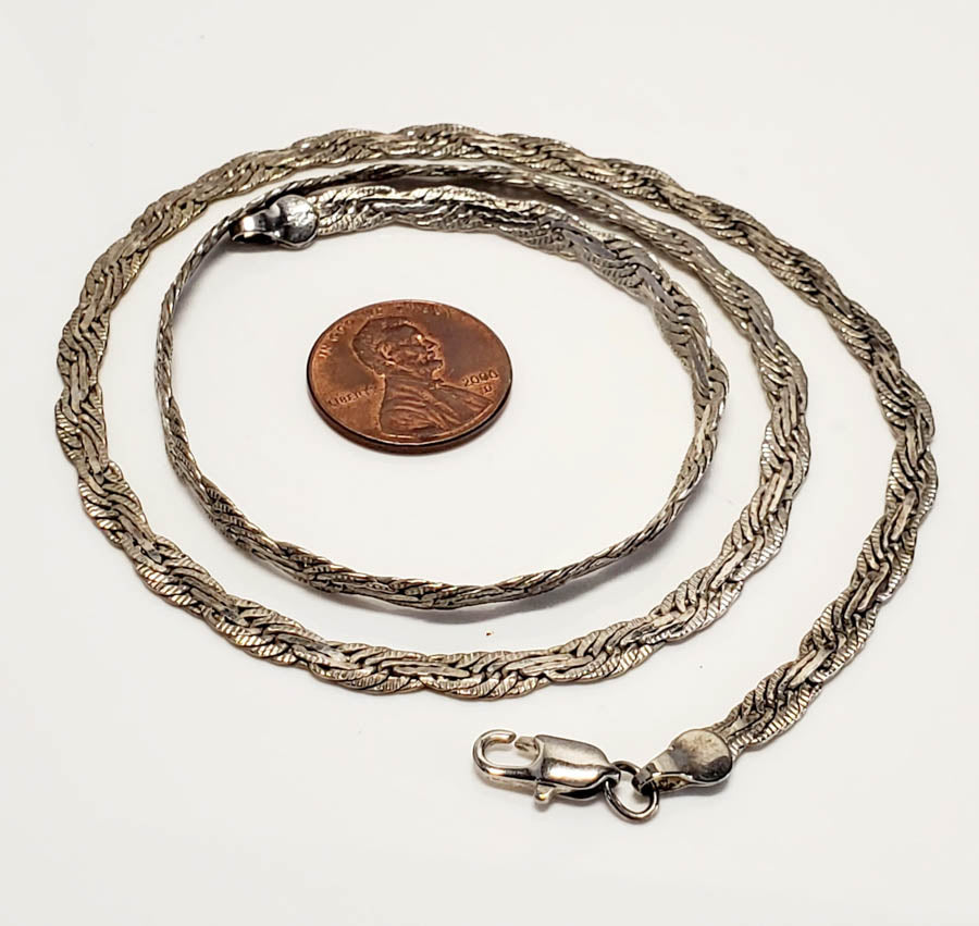 Sterling Silver Hammered Braided Chain 20"